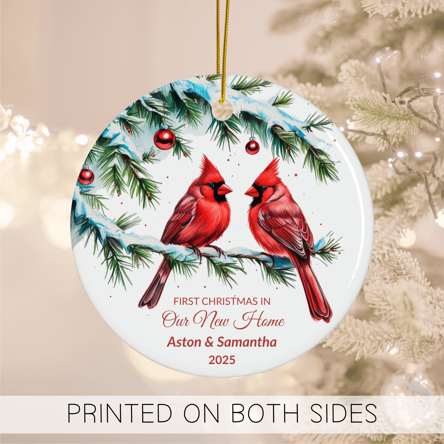 Personalized New Home Ornament – Red Cardinal First Christmas Keepsake – Our First House Realtor Closing Gift, 2025 Holiday Decor