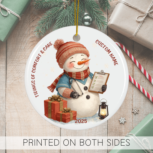 Personalized Nurse Snowman Ornament 2025, Nursing Ornament Gift for RN, Future Nurse, Graduation, Retirement, Christmas Keepsake