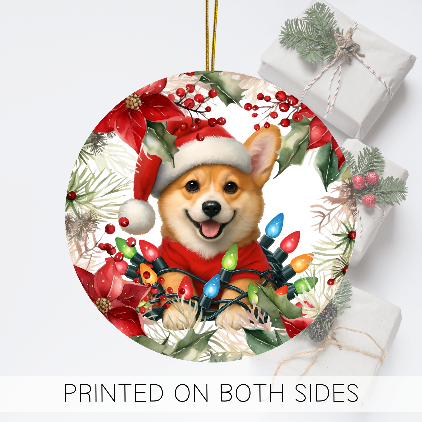 Korgi Holiday Ornaments, Christmas Tree Ornament, Corgi Dog Ornament, Ceramic Ornament, Xmas Tree, Ornament, Gift