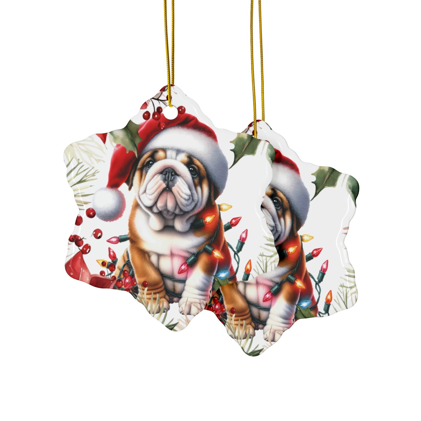 English Bulldog Holiday Ornaments, British Bulldog Ornament, Dog Lover Gift, Christmas Gift, Home Decor, Gift Idea
