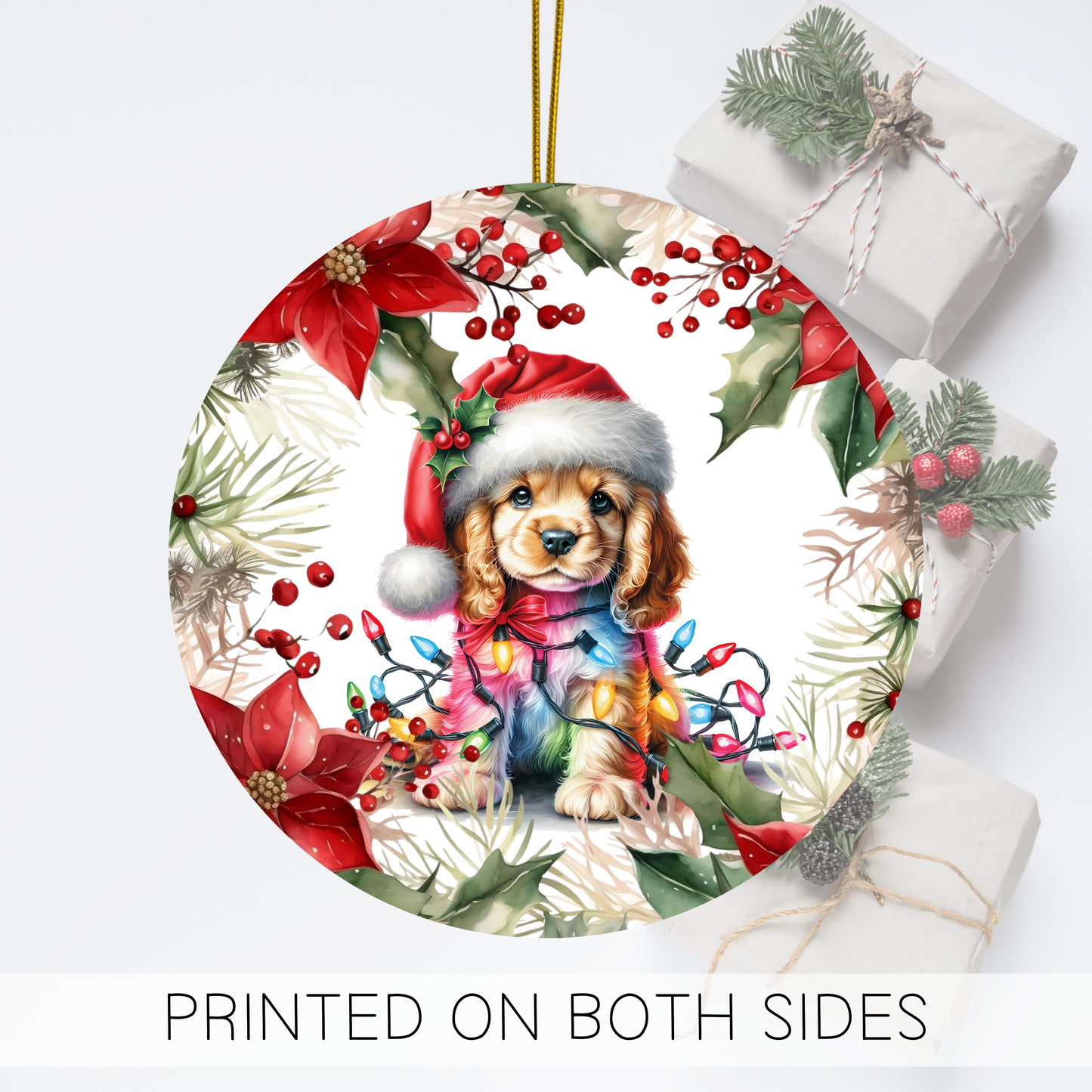 Cocker Spaniel Holiday Ornament, Custom Dog Ornament, Spaniel Ornament, Dog Lover Gift, Dog Mom, Christmas