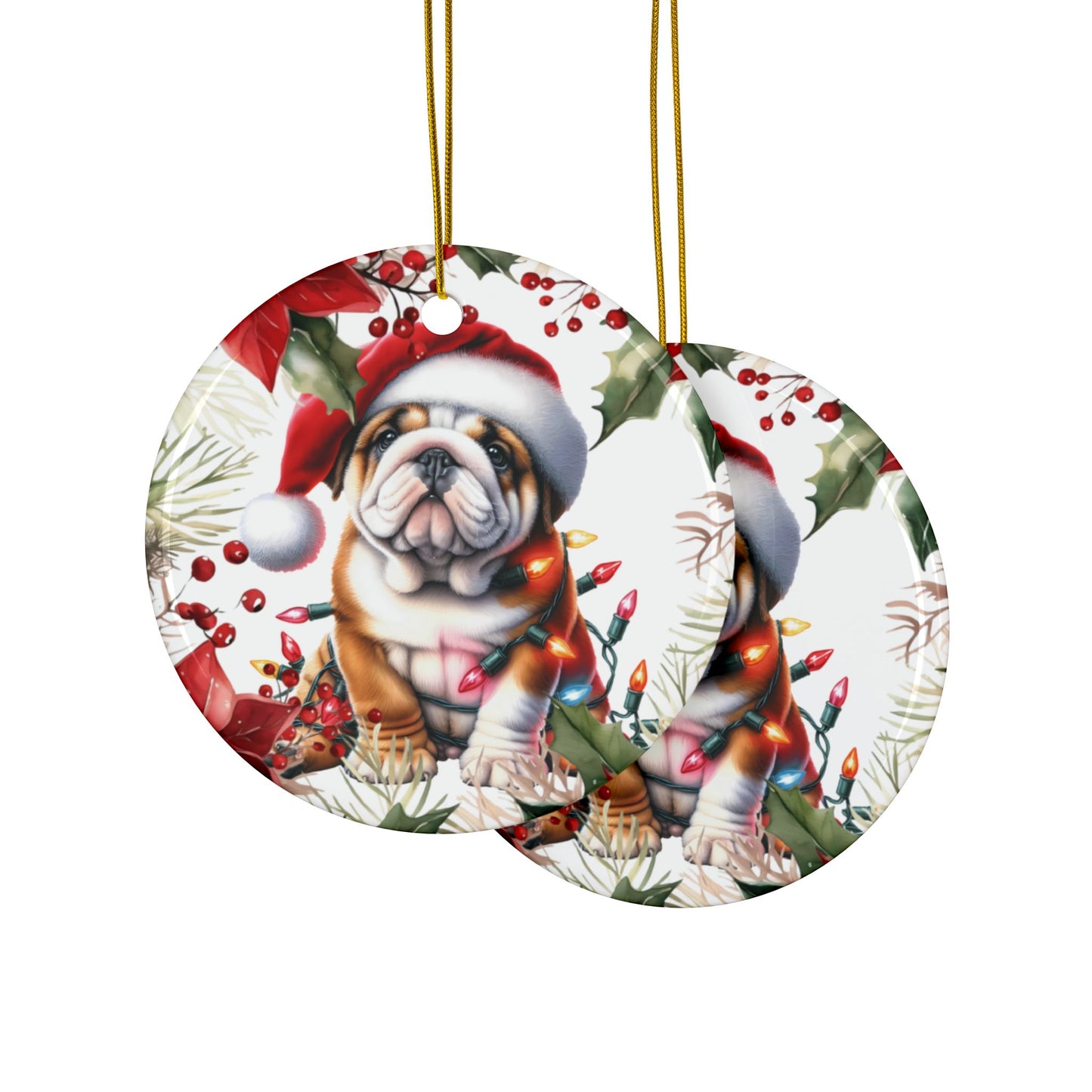 English Bulldog Holiday Ornaments, British Bulldog Ornament, Dog Lover Gift, Christmas Gift, Home Decor, Gift Idea