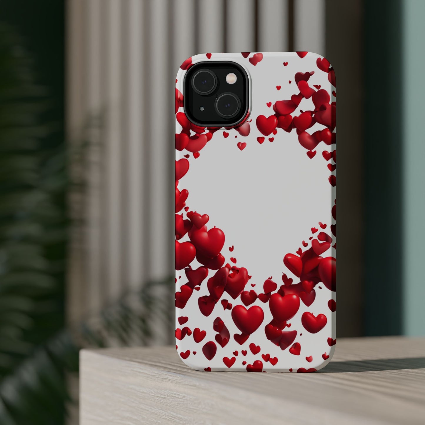 Heart-Shaped Heart Motif Magnetic Tough iPhone Case, Love Themed Phone Cover, Valentine's Day Gift, Romantic Phone Case