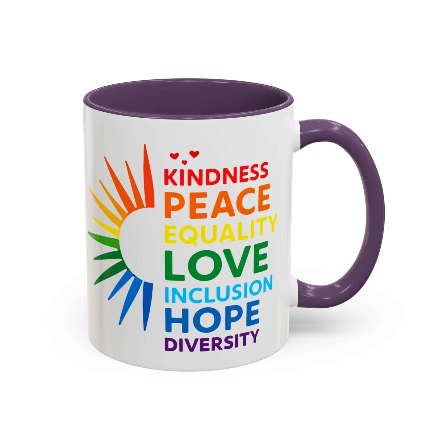Colorful Affirmation Coffee Mug, Pride Month Mug, Kindness Love Peace, LGBT Mug, Gay Mug, Equal Rights Mug