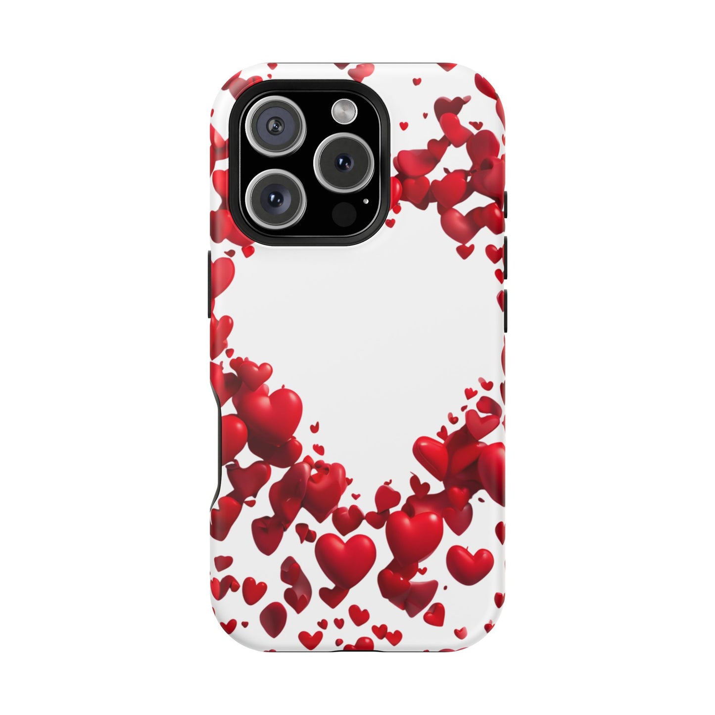 Heart-Shaped Heart Motif Magnetic Tough iPhone Case, Love Themed Phone Cover, Valentine's Day Gift, Romantic Phone Case