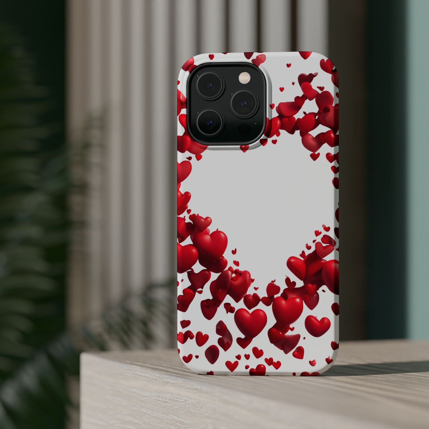 Heart-Shaped Heart Motif Magnetic Tough iPhone Case, Love Themed Phone Cover, Valentine's Day Gift, Romantic Phone Case