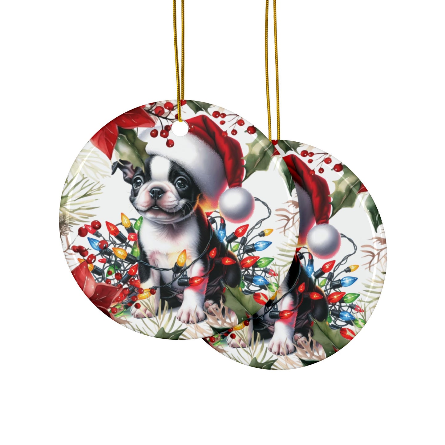 Boston Terrier Holiday Ornaments, Cute Boston Terrier, Boston Terrier Art, New Puppy Gift, Boston Terrier Dog