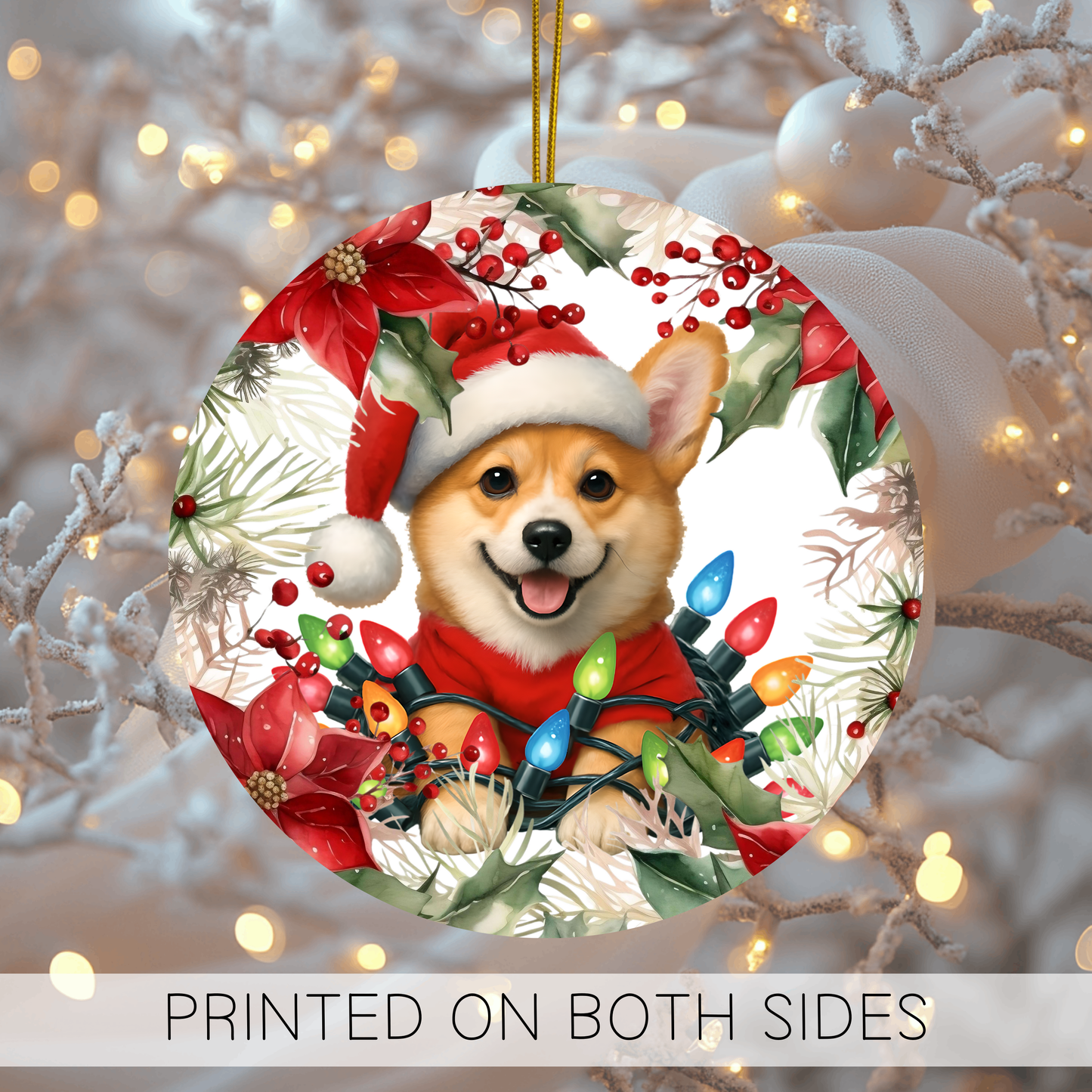 Korgi Holiday Ornaments, Christmas Tree Ornament, Corgi Dog Ornament, Ceramic Ornament, Xmas Tree, Ornament, Gift