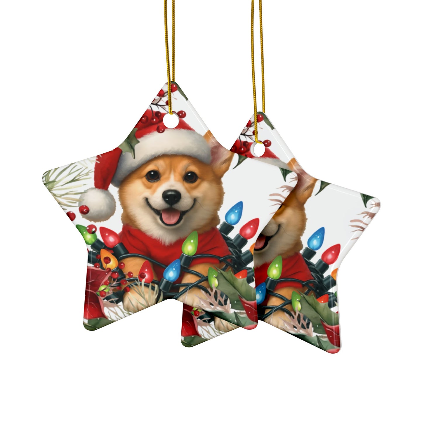 Korgi Holiday Ornaments, Christmas Tree Ornament, Corgi Dog Ornament, Ceramic Ornament, Xmas Tree, Ornament, Gift