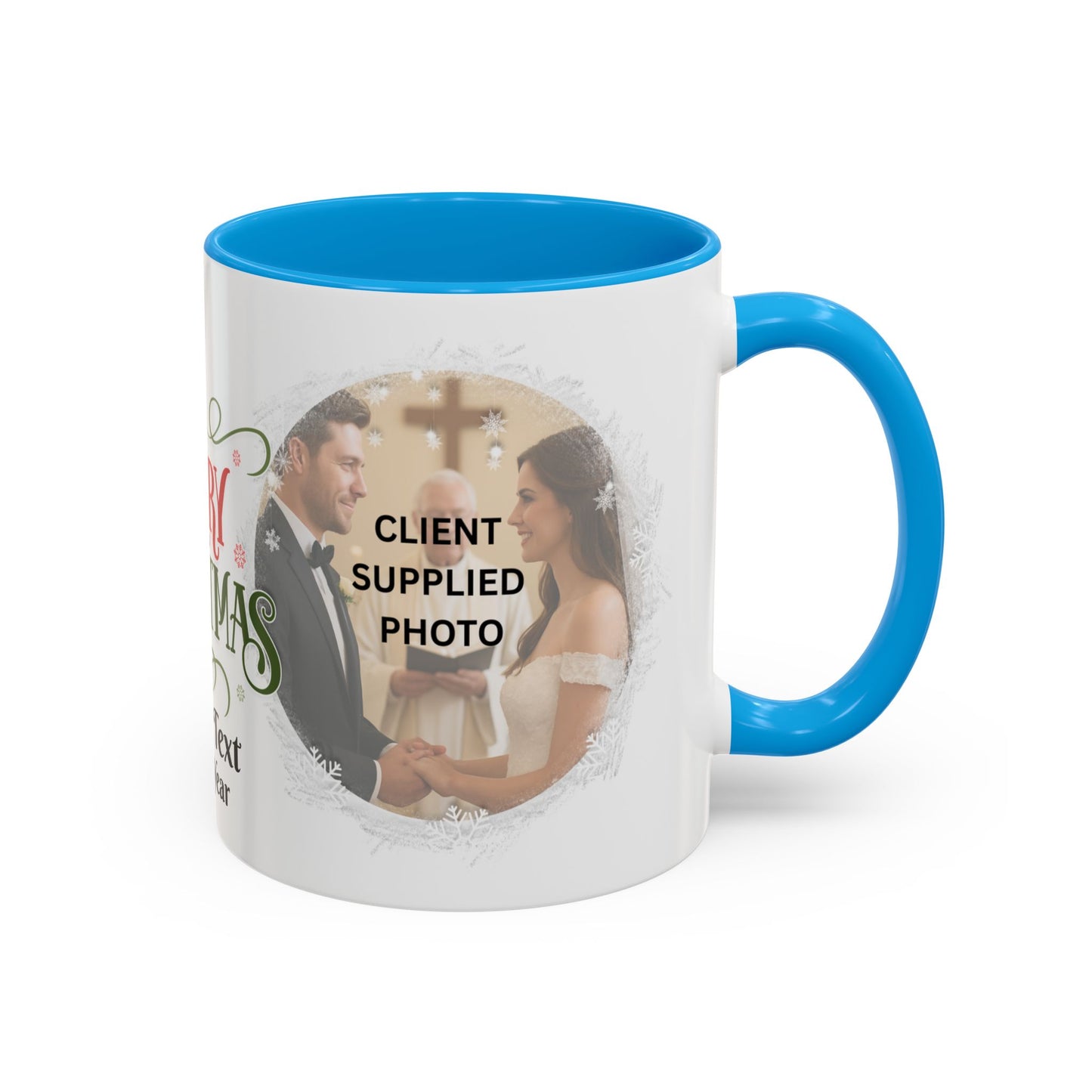Personalized photo mug for newlyweds featuring a wedding moment, perfect first-year anniversary gift.