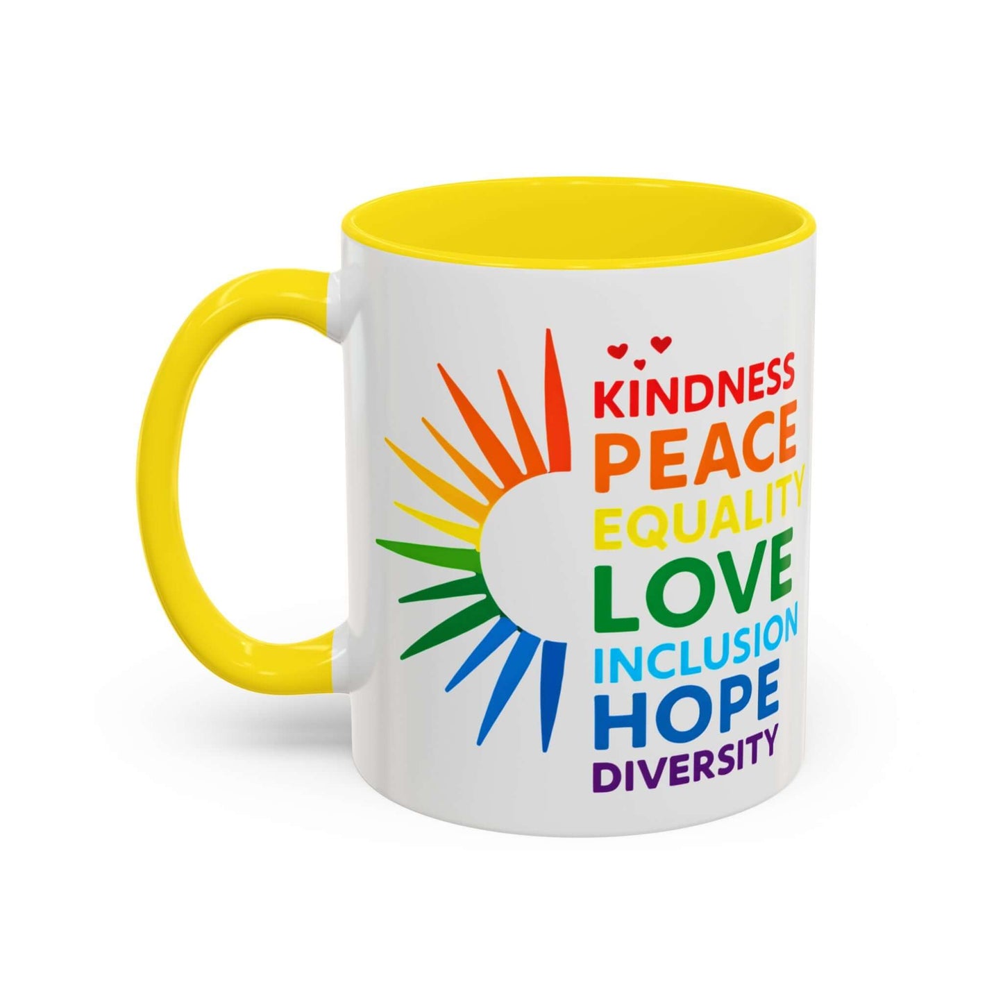 Colorful Affirmation Coffee Mug, Pride Month Mug, Kindness Love Peace, LGBT Mug, Gay Mug, Equal Rights Mug