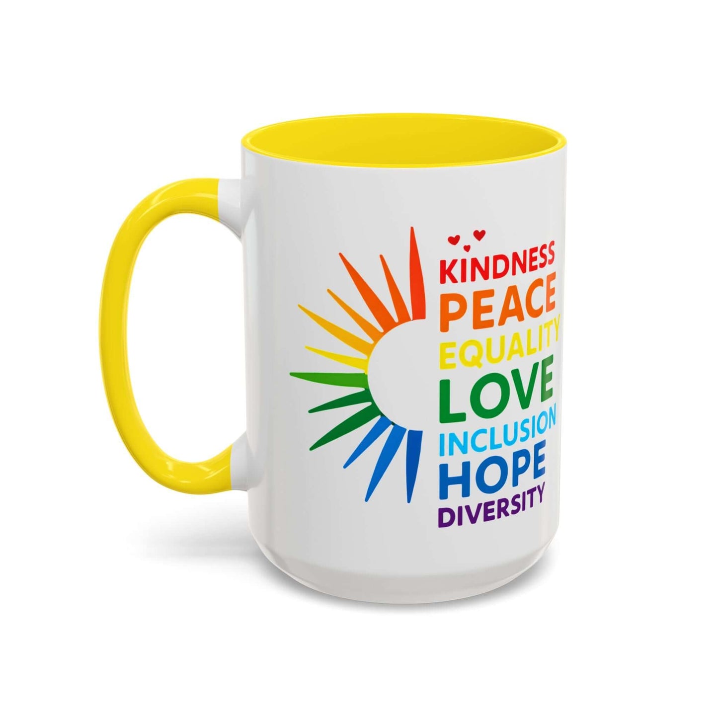Colorful Affirmation Coffee Mug, Pride Month Mug, Kindness Love Peace, LGBT Mug, Gay Mug, Equal Rights Mug