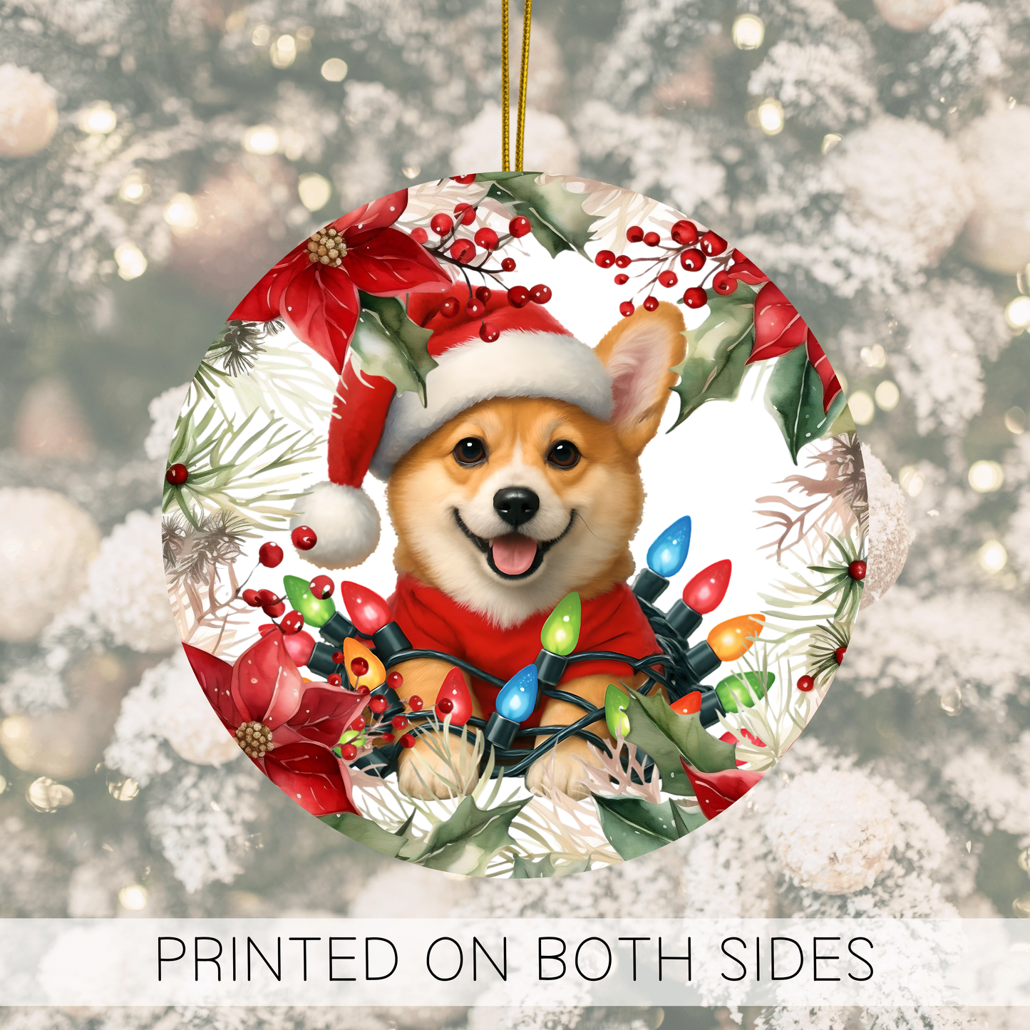 Korgi Holiday Ornaments, Christmas Tree Ornament, Corgi Dog Ornament, Ceramic Ornament, Xmas Tree, Ornament, Gift