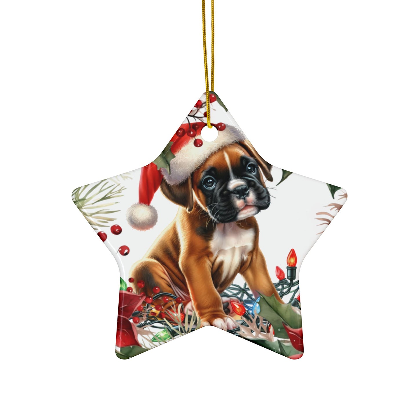 Boxer Holiday Ornaments, New Puppy Gift, Ceramic Ornament, Dog Remembrance, Christmas Ornament, Xmas Tree Ornament