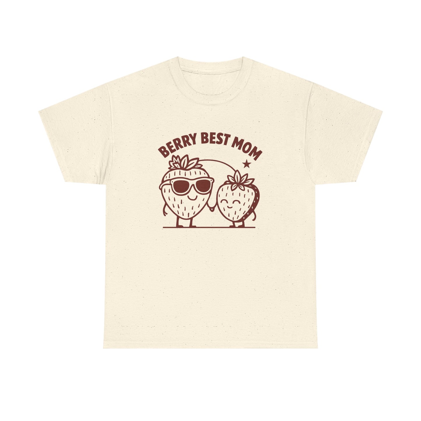 Berry Best Mom Heavy Cotton Tee, Cute Strawberry Design, Strawberry Shirt, 1st Mothers Day, Gifts for New Mom