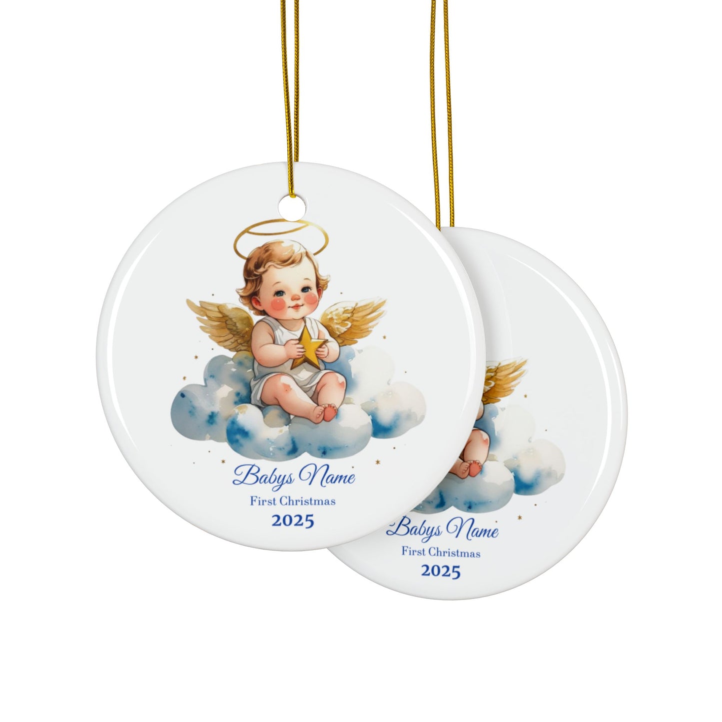 Custom Baby’s First Christmas Ornament 2025, Personalized Angel Baby on Cloud Keepsake, Baby Name Ornament, New Parent Gift