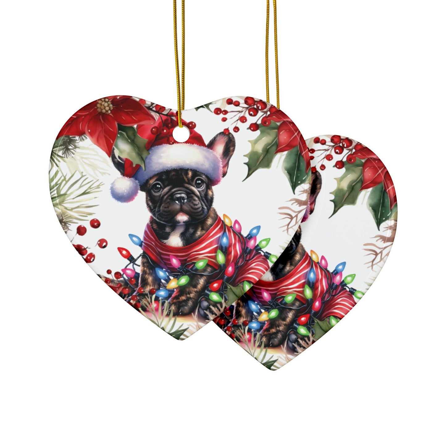 French Full Dog Holiday Ornaments, French Bulldog Pup, Frenchie Gift, French Bulldog Gift, Dog Lover Gift, Gift for Dog Mom