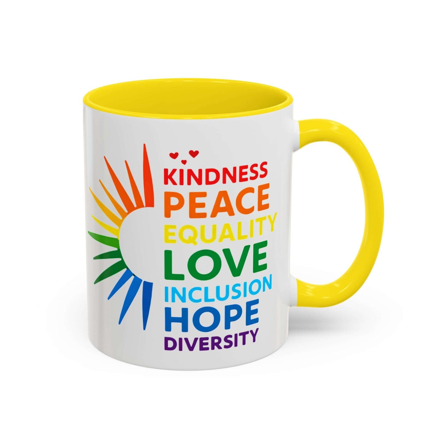 Colorful Affirmation Coffee Mug, Pride Month Mug, Kindness Love Peace, LGBT Mug, Gay Mug, Equal Rights Mug