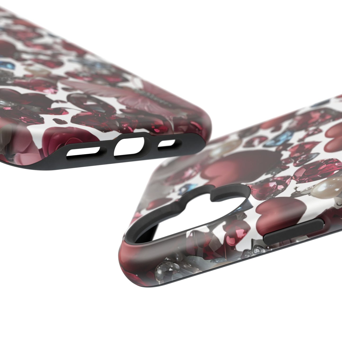 Romantic Floral Hearts Magnetic Tough iPhone Case - Durable Phone Case for Gifts, Valentine's Day, Birthday, Anniversary, Cute Accessories