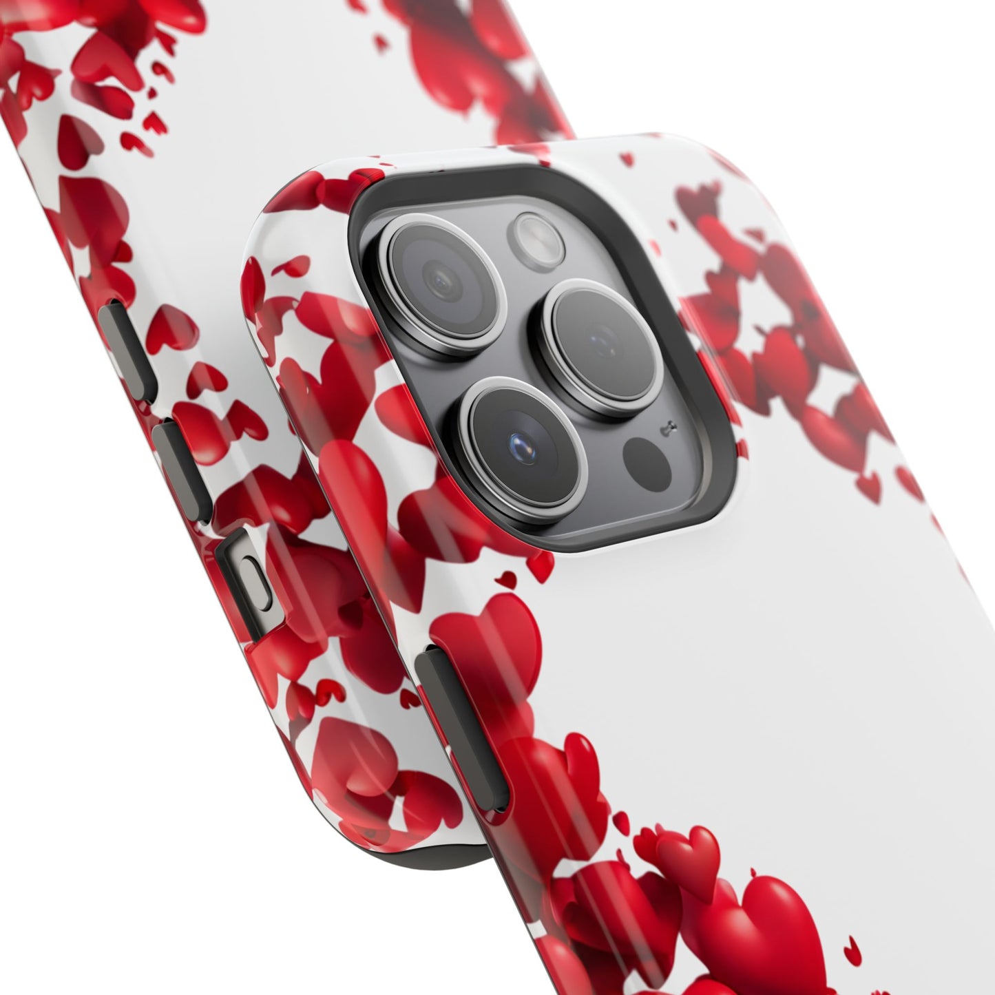 Heart-Shaped Heart Motif Magnetic Tough iPhone Case, Love Themed Phone Cover, Valentine's Day Gift, Romantic Phone Case