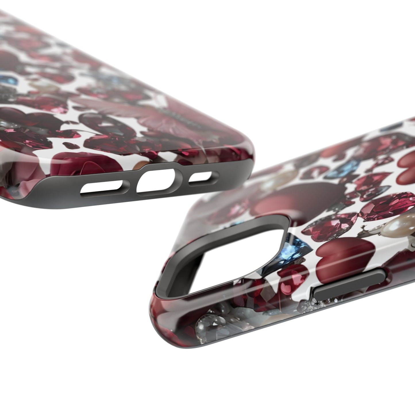 Romantic Floral Hearts Magnetic Tough iPhone Case - Durable Phone Case for Gifts, Valentine's Day, Birthday, Anniversary, Cute Accessories