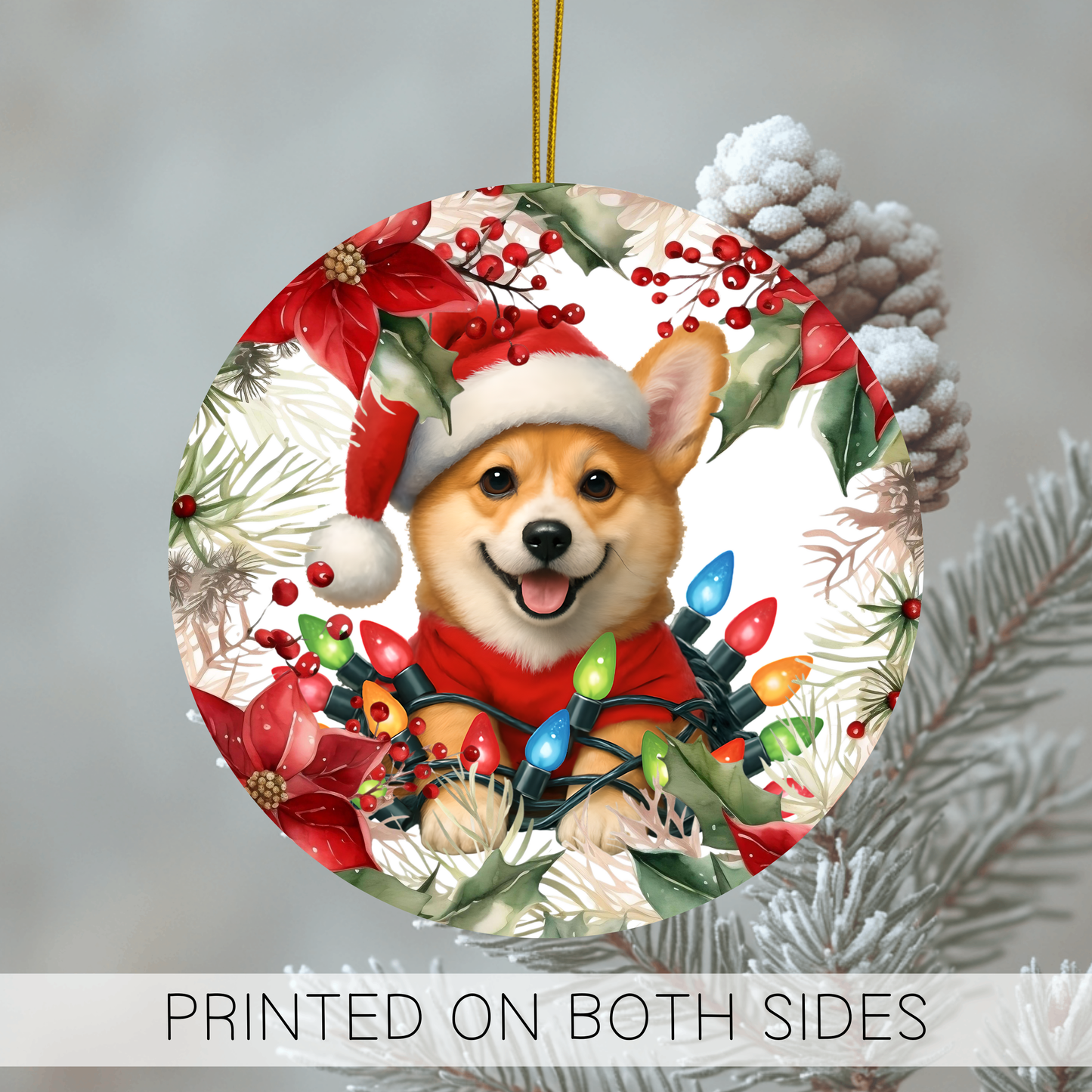 Korgi Holiday Ornaments, Christmas Tree Ornament, Corgi Dog Ornament, Ceramic Ornament, Xmas Tree, Ornament, Gift