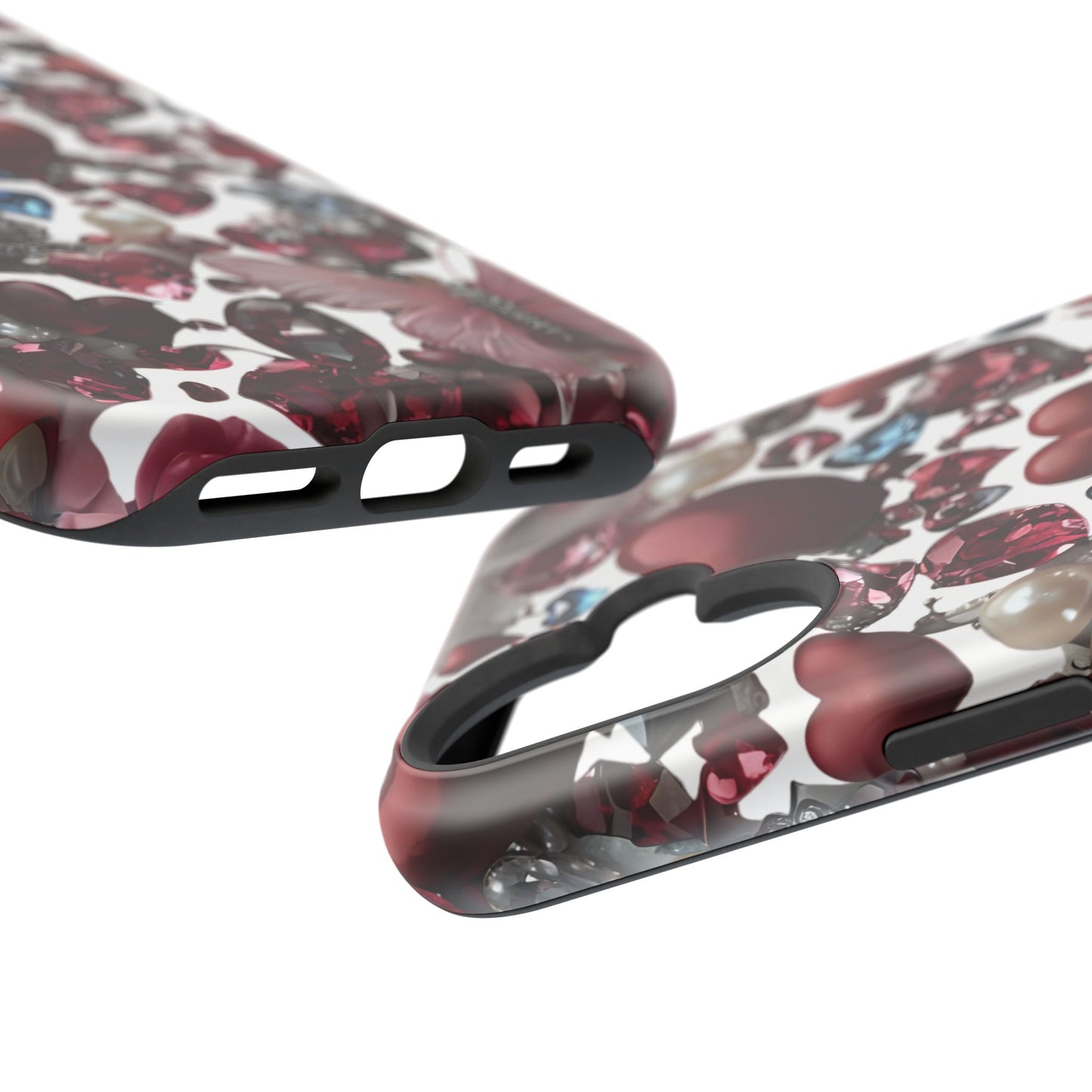 Romantic Floral Hearts Magnetic Tough iPhone Case - Durable Phone Case for Gifts, Valentine's Day, Birthday, Anniversary, Cute Accessories