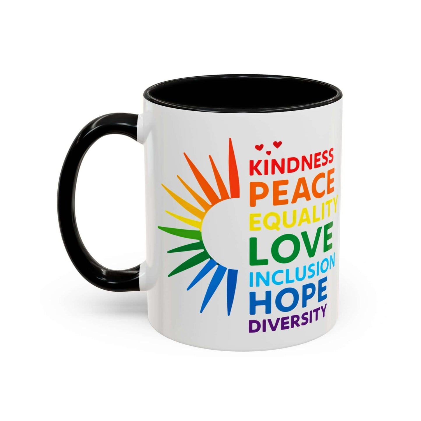 Colorful Affirmation Coffee Mug, Pride Month Mug, Kindness Love Peace, LGBT Mug, Gay Mug, Equal Rights Mug