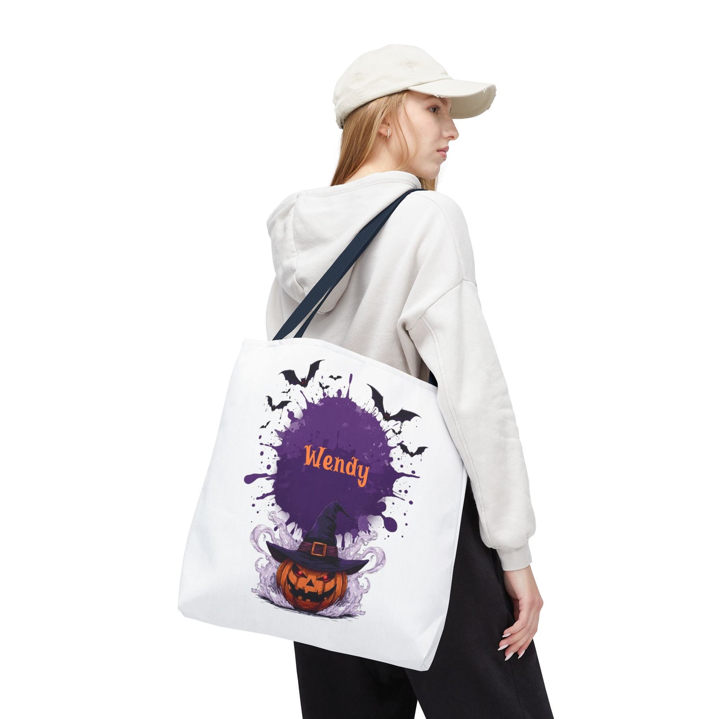 Custom Kids Halloween Trick or Treat Bag – Personalized Pumpkin Witch Hat Candy Tote – Children’s Halloween Gift, Reusable Candy Bag