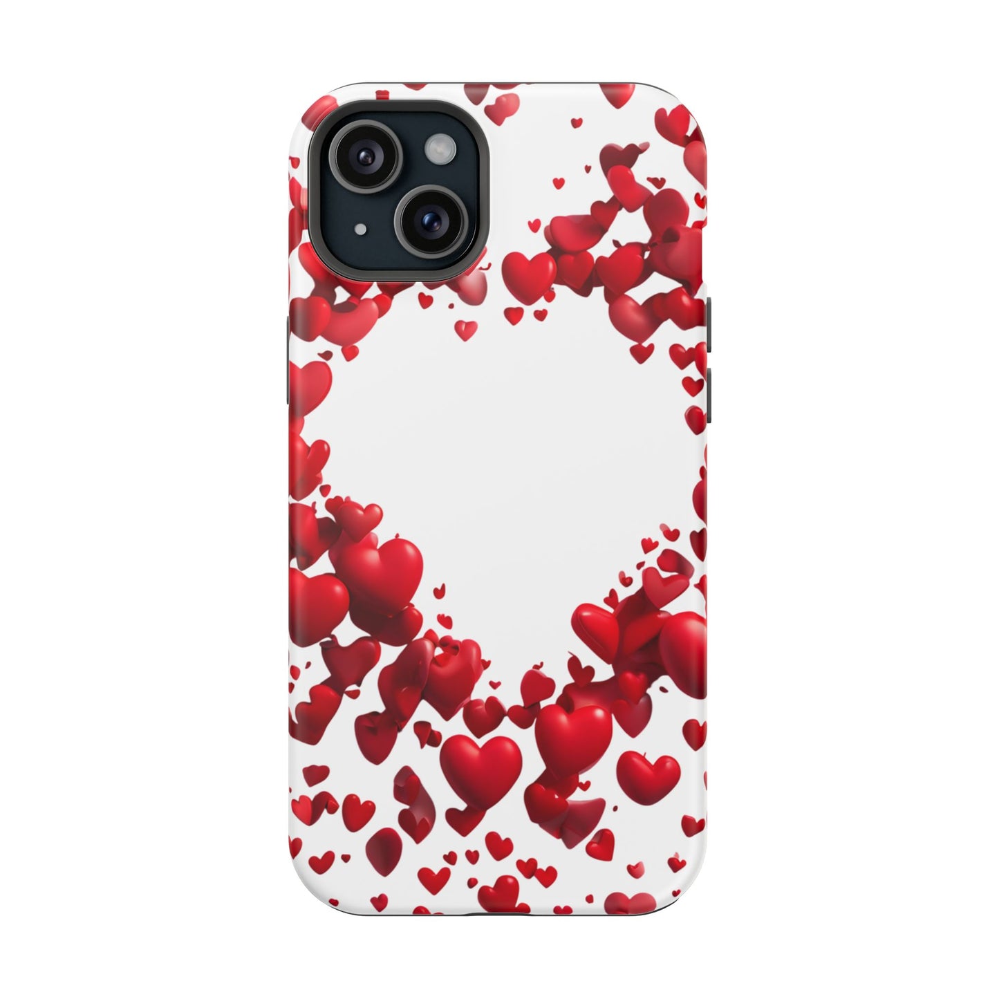 Heart-Shaped Heart Motif Magnetic Tough iPhone Case, Love Themed Phone Cover, Valentine's Day Gift, Romantic Phone Case