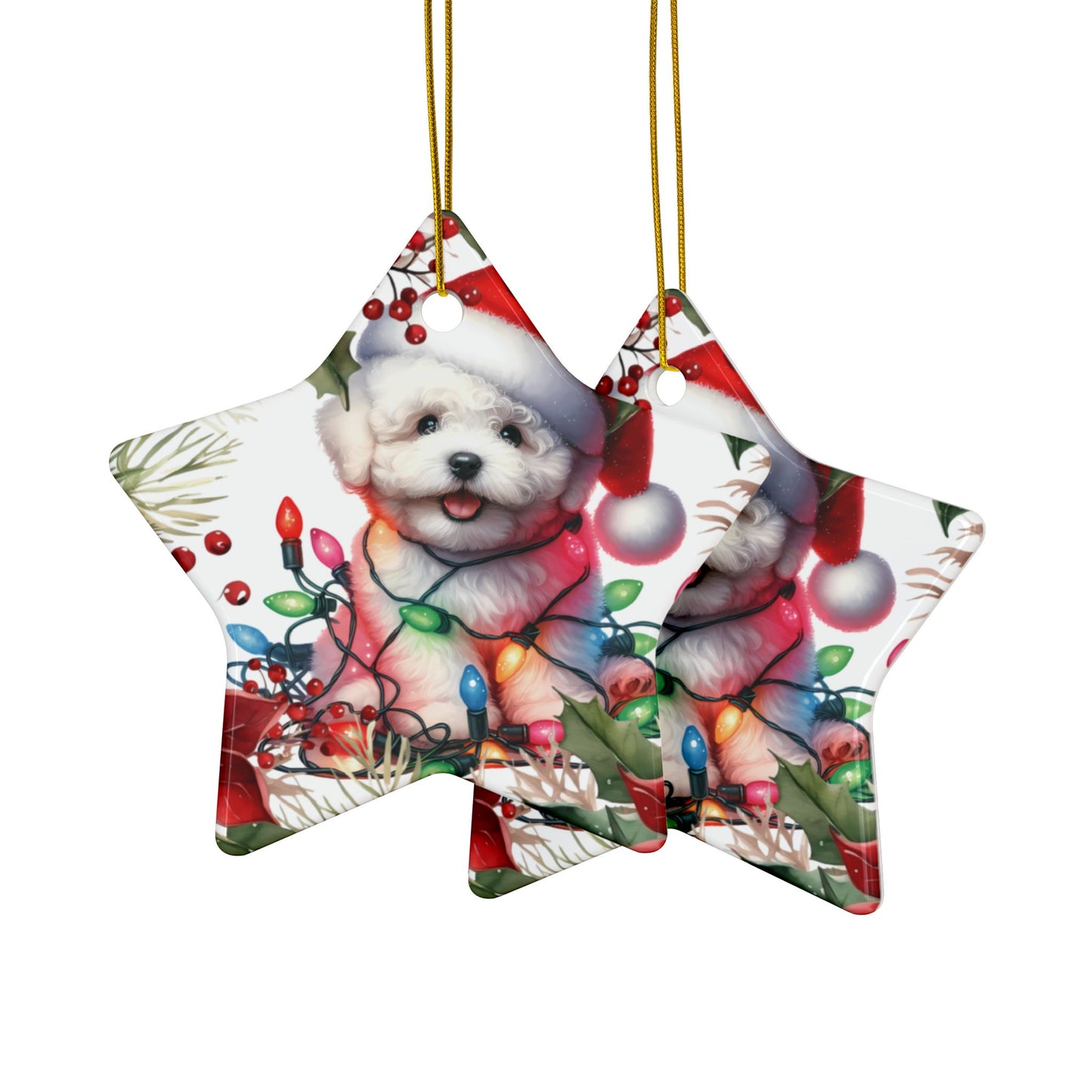 Bichon Puppy Holiday Ornament, Bichon Frise Dog Decoration, Bichon Frise Gift, Bichon Puppies Keepsake