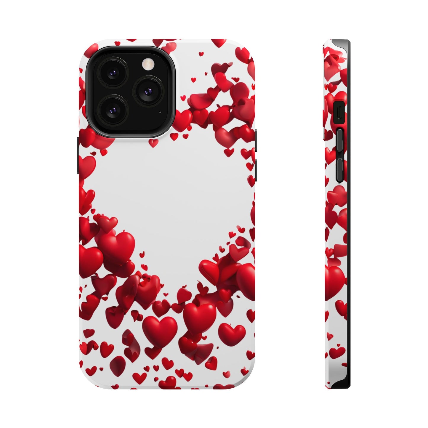 Heart-Shaped Heart Motif Magnetic Tough iPhone Case, Love Themed Phone Cover, Valentine's Day Gift, Romantic Phone Case