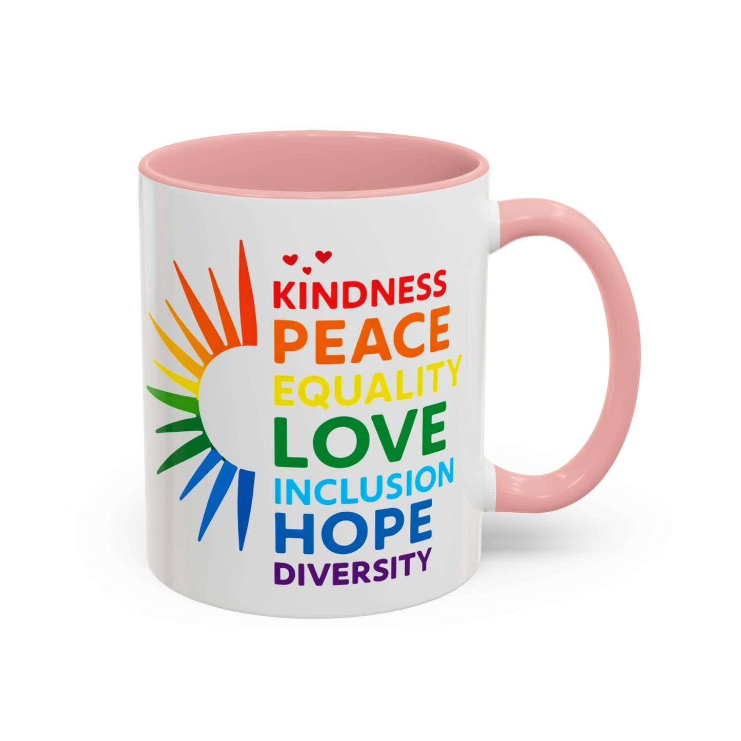 Colorful Affirmation Coffee Mug, Pride Month Mug, Kindness Love Peace, LGBT Mug, Gay Mug, Equal Rights Mug