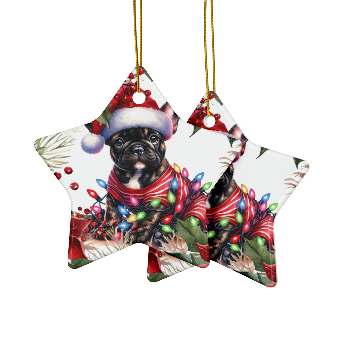French Full Dog Holiday Ornaments, French Bulldog Pup, Frenchie Gift, French Bulldog Gift, Dog Lover Gift, Gift for Dog Mom