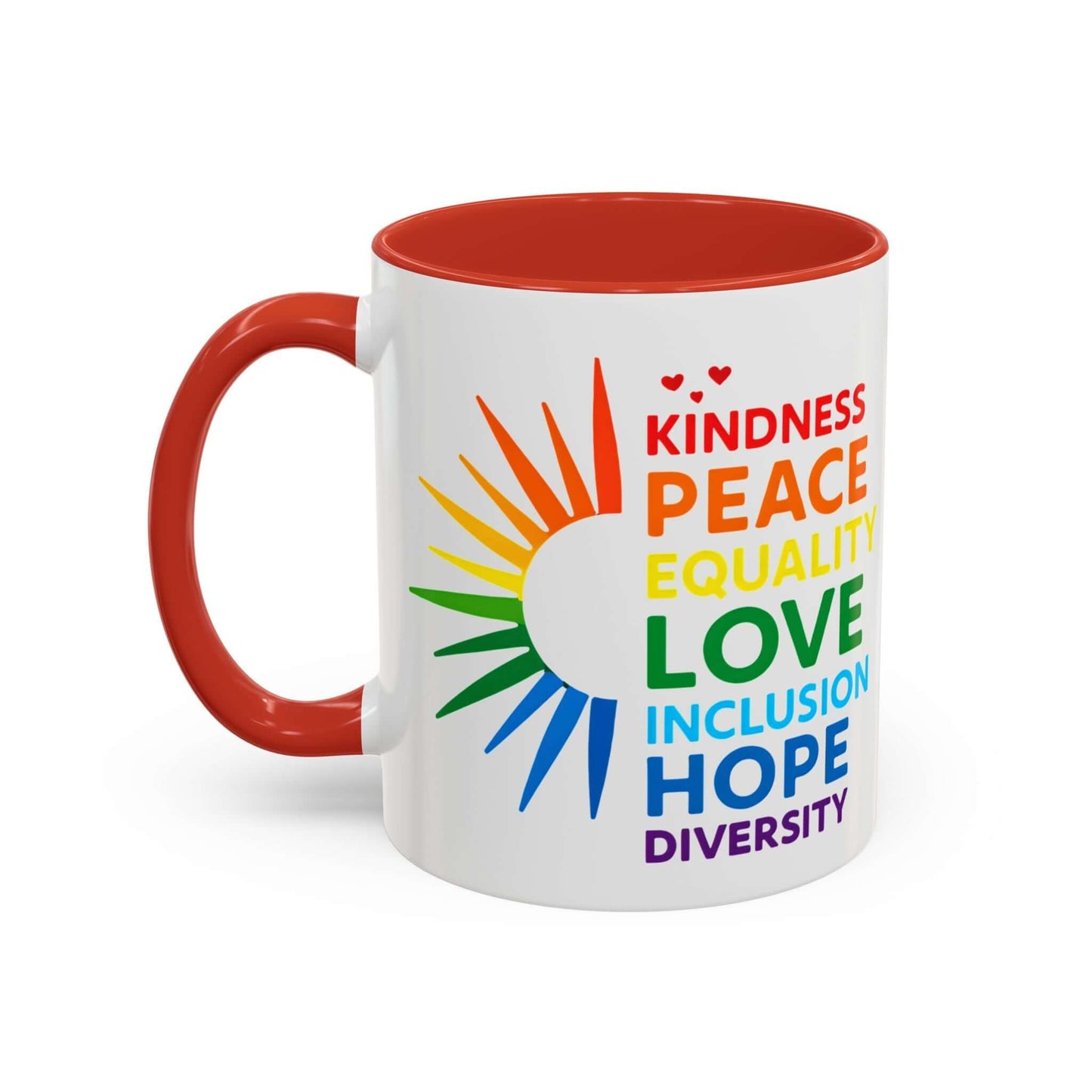 Colorful Affirmation Coffee Mug, Pride Month Mug, Kindness Love Peace, LGBT Mug, Gay Mug, Equal Rights Mug