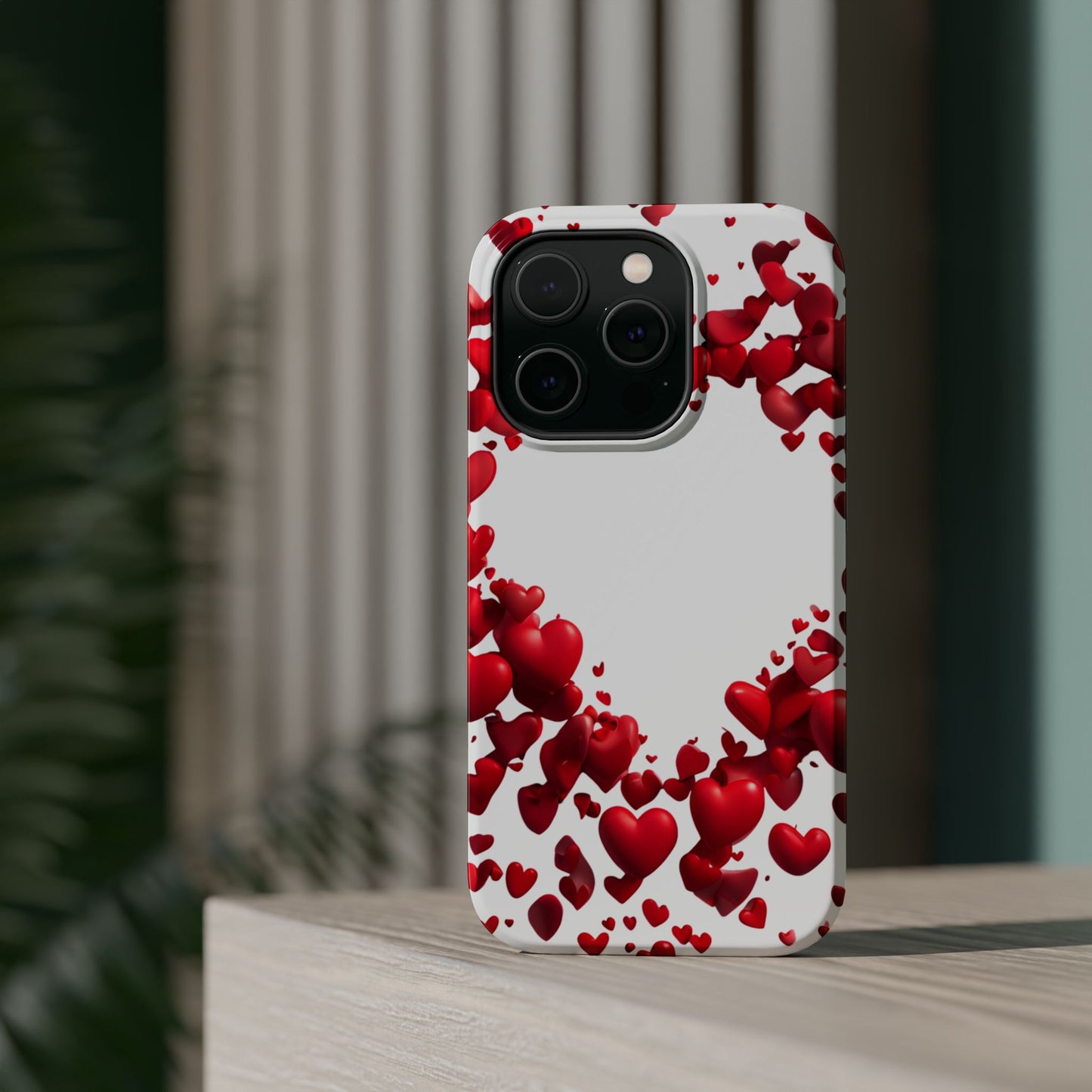 Heart-Shaped Heart Motif Magnetic Tough iPhone Case, Love Themed Phone Cover, Valentine's Day Gift, Romantic Phone Case