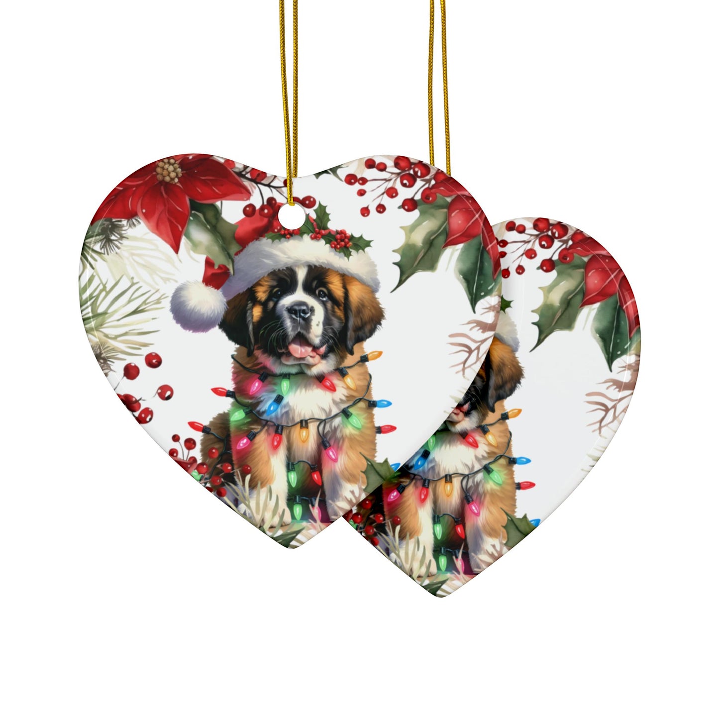 St Bernard Holiday Ornaments, Saint Bernard Dog Ornament, Cute Ceramic Round Ornament, Christmas Tree Decor