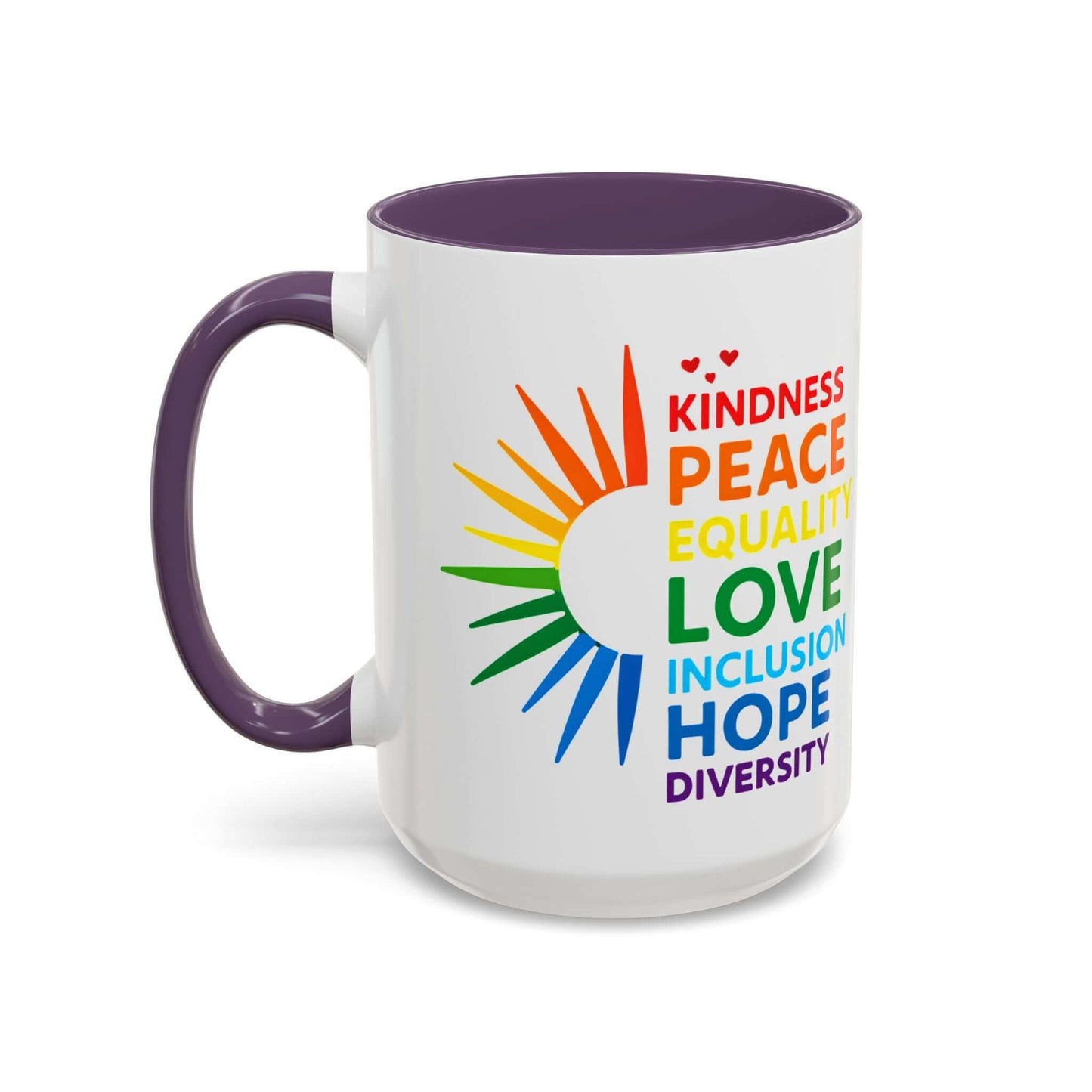 Colorful Affirmation Coffee Mug, Pride Month Mug, Kindness Love Peace, LGBT Mug, Gay Mug, Equal Rights Mug