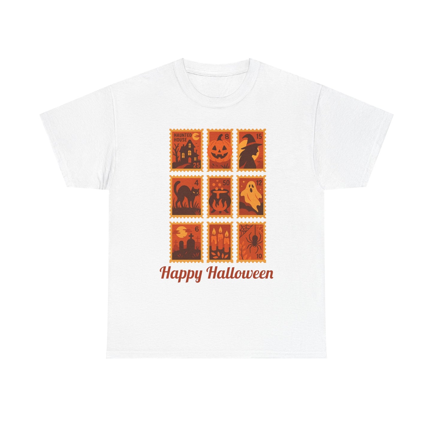 Halloween Postage Stamp Tee, Halloween Stamps Shirt, Stamp T-shirt, Spooky Halloween Tshirt, Gift For Her, Fall Fashion