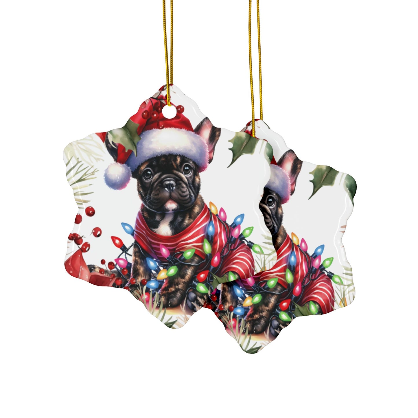 French Full Dog Holiday Ornaments, French Bulldog Pup, Frenchie Gift, French Bulldog Gift, Dog Lover Gift, Gift for Dog Mom