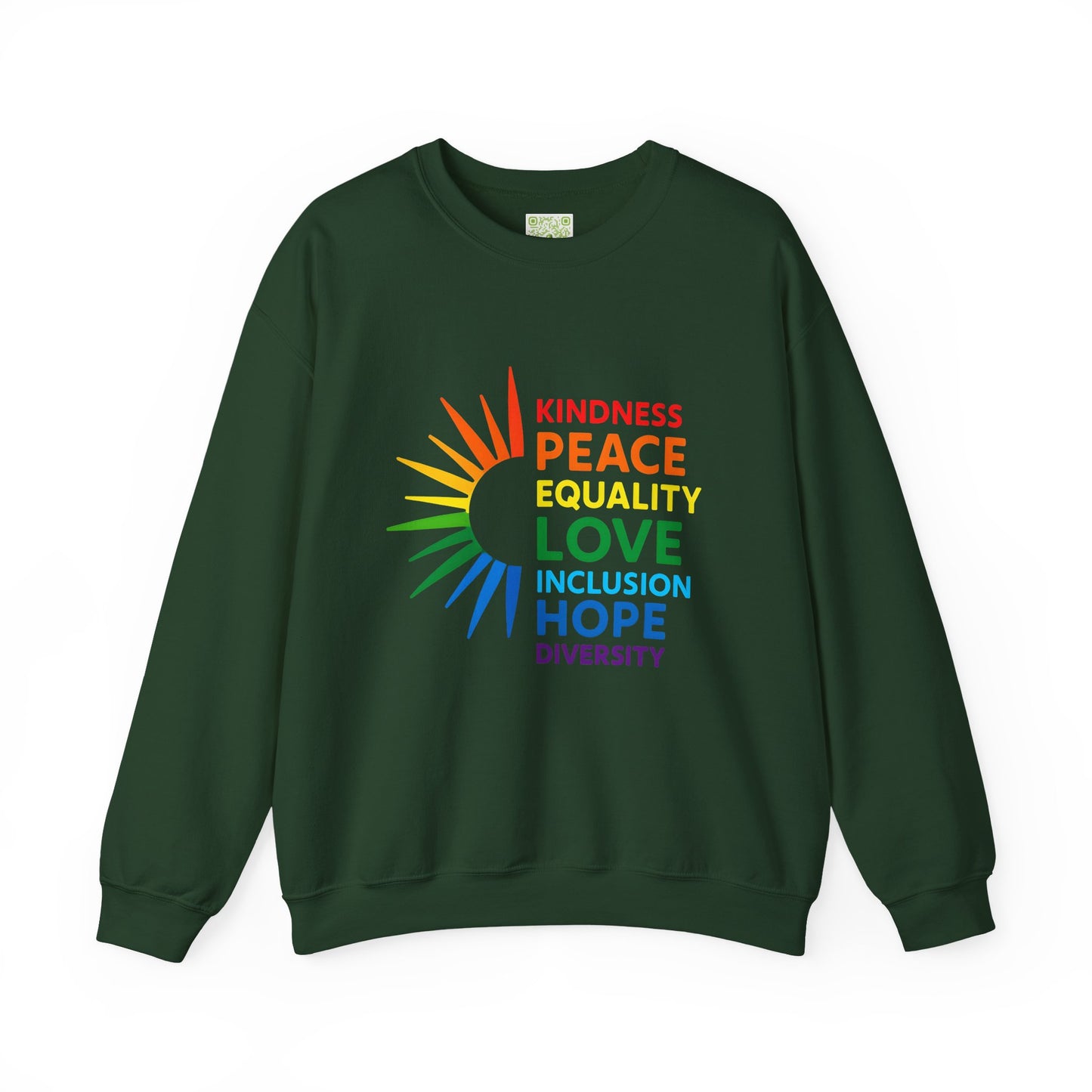 Pride Crewneck Sweatshirt, LGBTQ Sweatshirt, Kindness Peace Equality, Pride 2025, Pride Month Tee, Gay Rights, Inclusion Hope Diversity