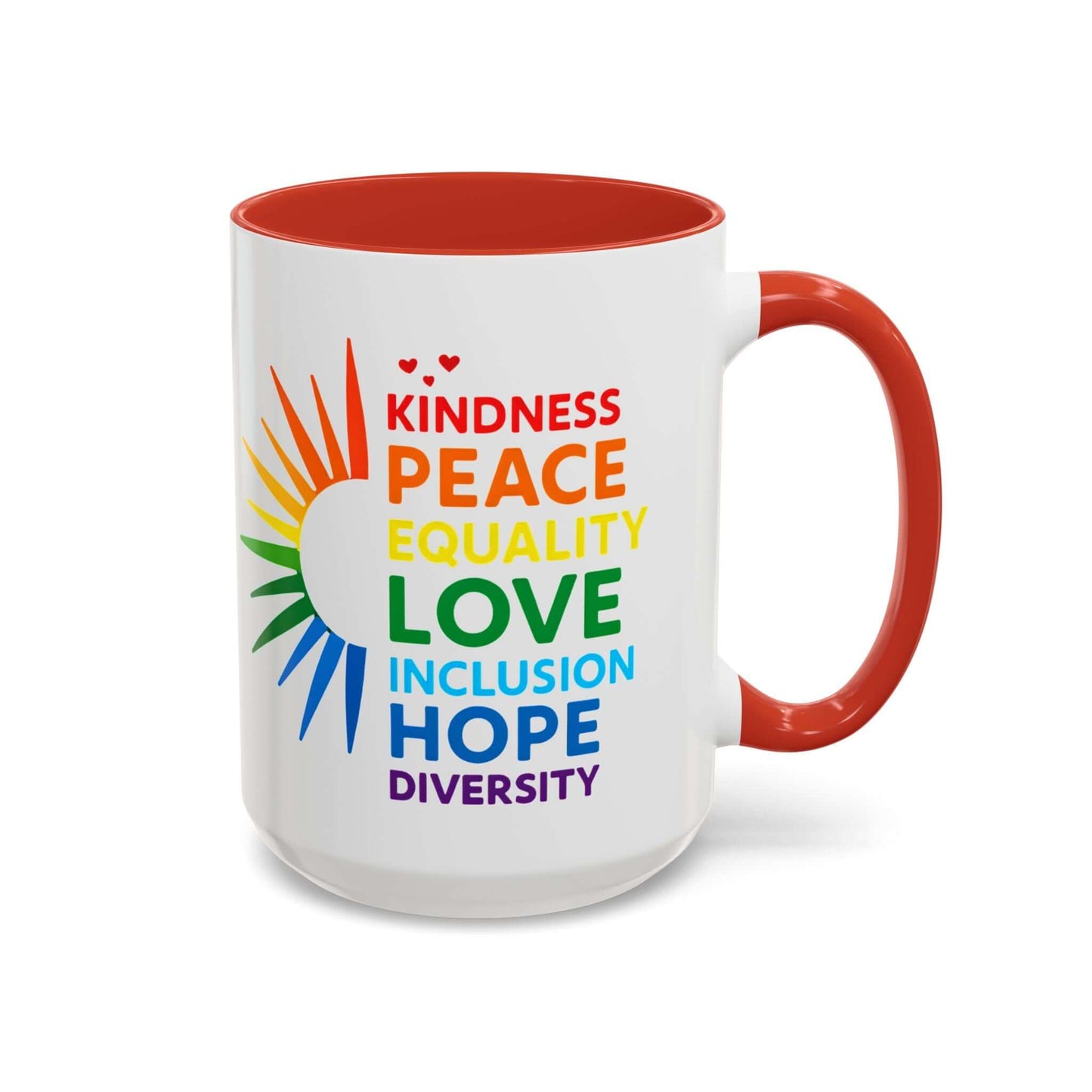 Colorful Affirmation Coffee Mug, Pride Month Mug, Kindness Love Peace, LGBT Mug, Gay Mug, Equal Rights Mug