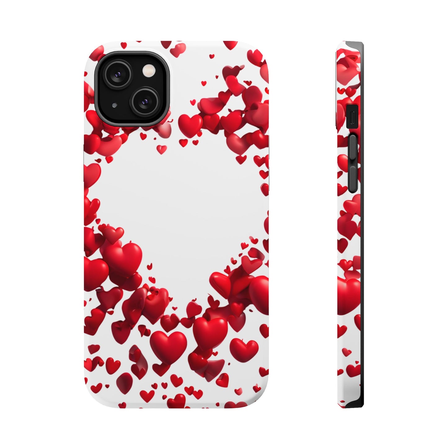 Heart-Shaped Heart Motif Magnetic Tough iPhone Case, Love Themed Phone Cover, Valentine's Day Gift, Romantic Phone Case