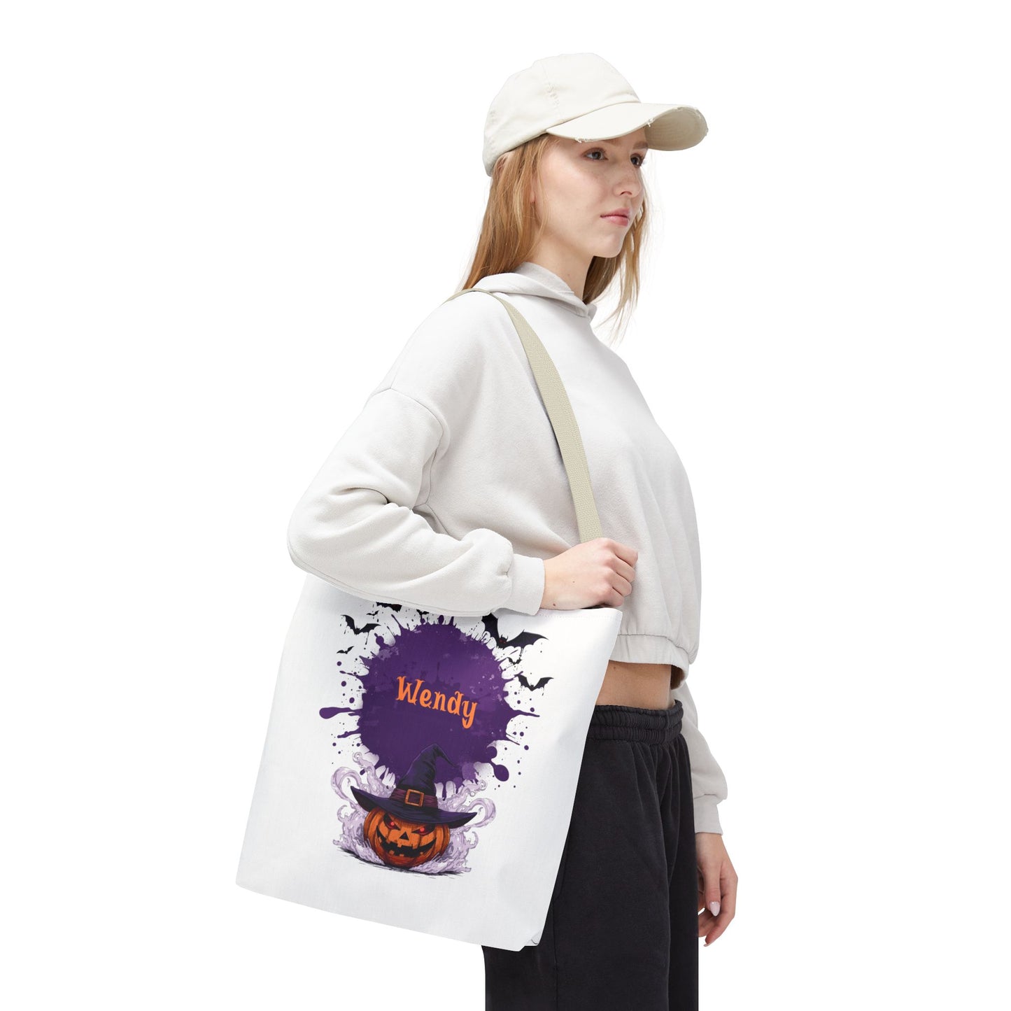 Custom Kids Halloween Trick or Treat Bag – Personalized Pumpkin Witch Hat Candy Tote – Children’s Halloween Gift, Reusable Candy Bag