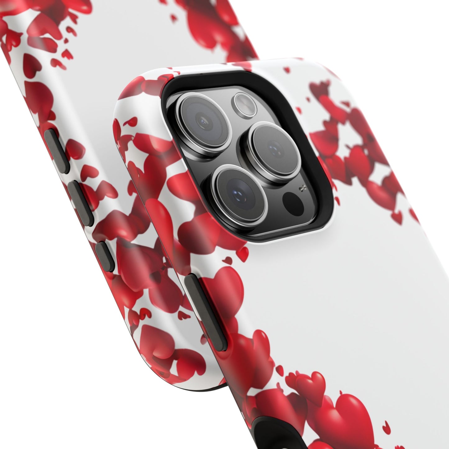 Heart-Shaped Heart Motif Magnetic Tough iPhone Case, Love Themed Phone Cover, Valentine's Day Gift, Romantic Phone Case