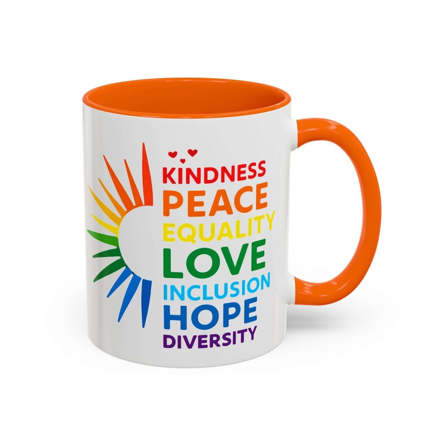 Colorful Affirmation Coffee Mug, Pride Month Mug, Kindness Love Peace, LGBT Mug, Gay Mug, Equal Rights Mug