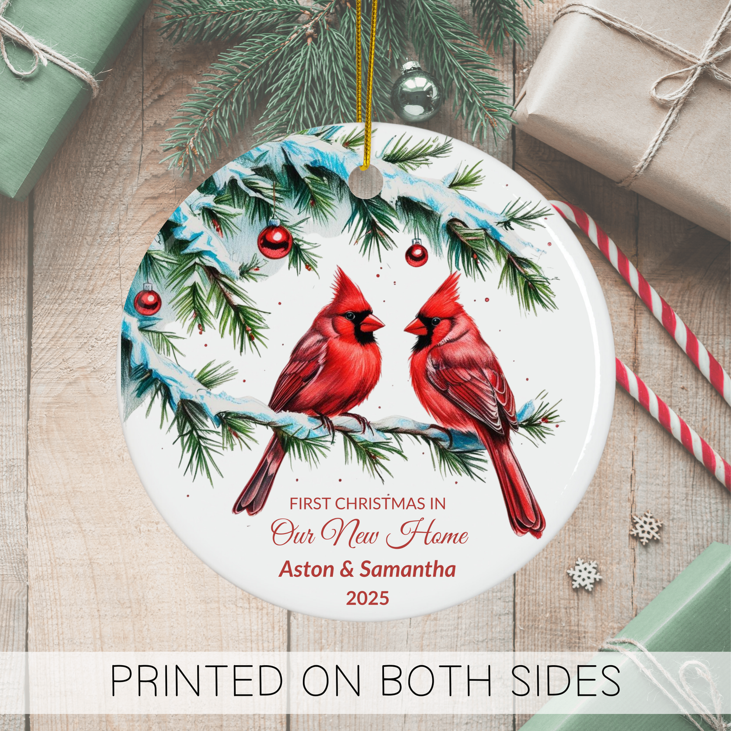 Personalized New Home Ornament – Red Cardinal First Christmas Keepsake – Our First House Realtor Closing Gift, 2025 Holiday Decor
