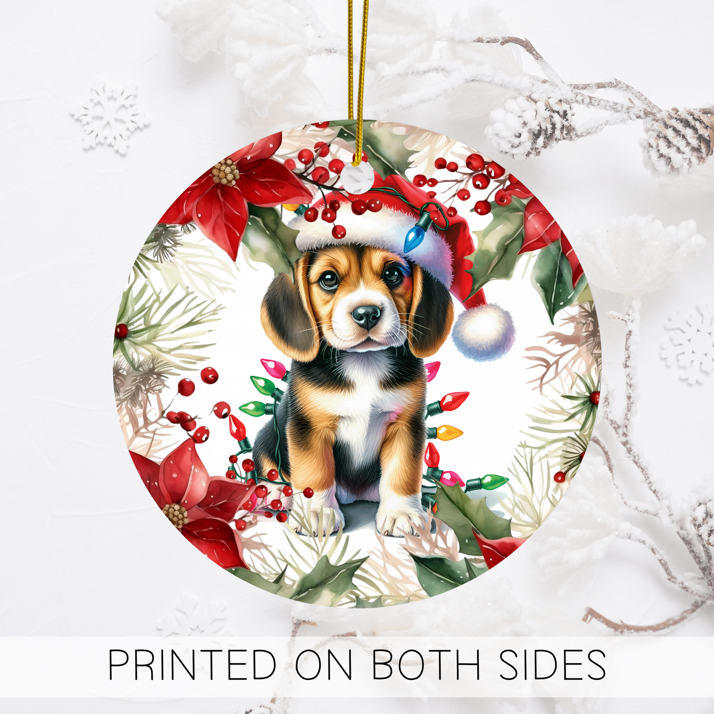 Beagle puppy holiday ornament, Beagle Ornament, Beagle Mom Gift,