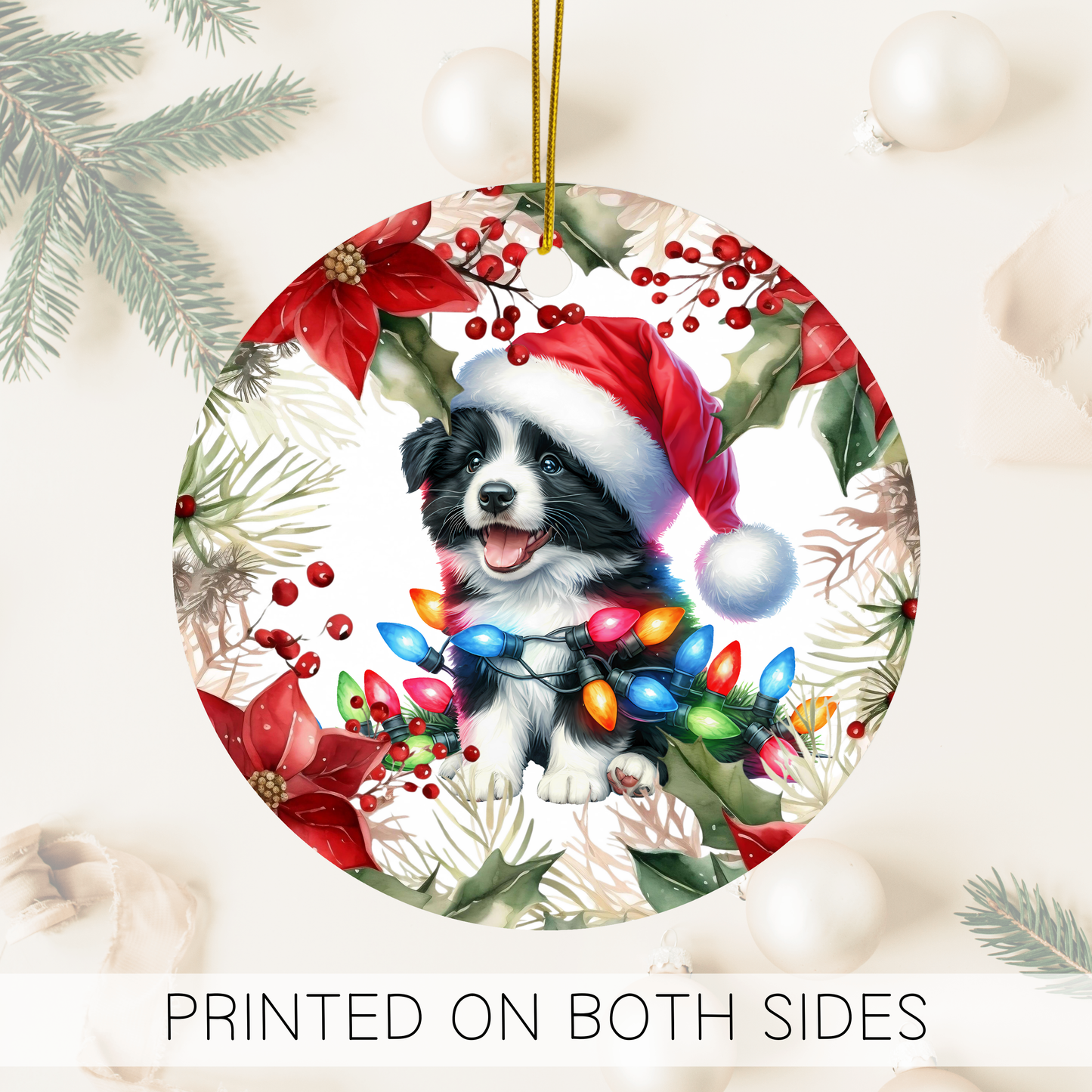 Border Collie Holiday Ornaments, Border Collie Christmas Decor, Collie Farm Dogs Gifts, Herding Dog Ornament