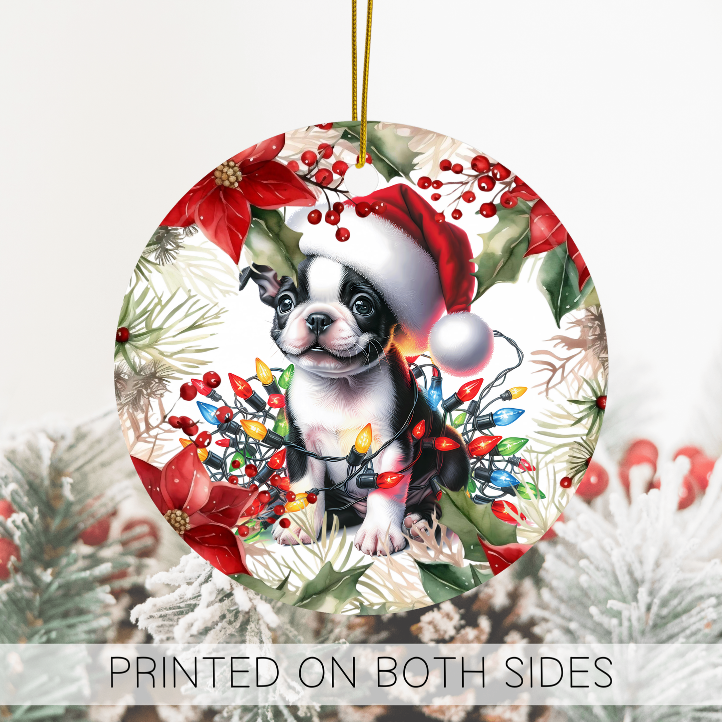 Boston Terrier Holiday Ornaments, Cute Boston Terrier, Boston Terrier Art, New Puppy Gift, Boston Terrier Dog